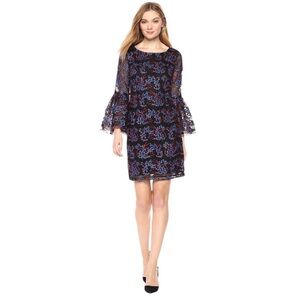 NWT Nicole Miller New York
Embroidered Tulle Long Bell‎ Sleeve
Sheath Dress, 6